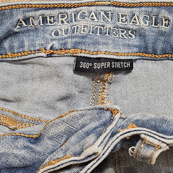 American Eagle Jean Y2K Mirco Shorts 360 Super Stretch Hi-Rise Shortie Size 0 - Picture 3 of 4